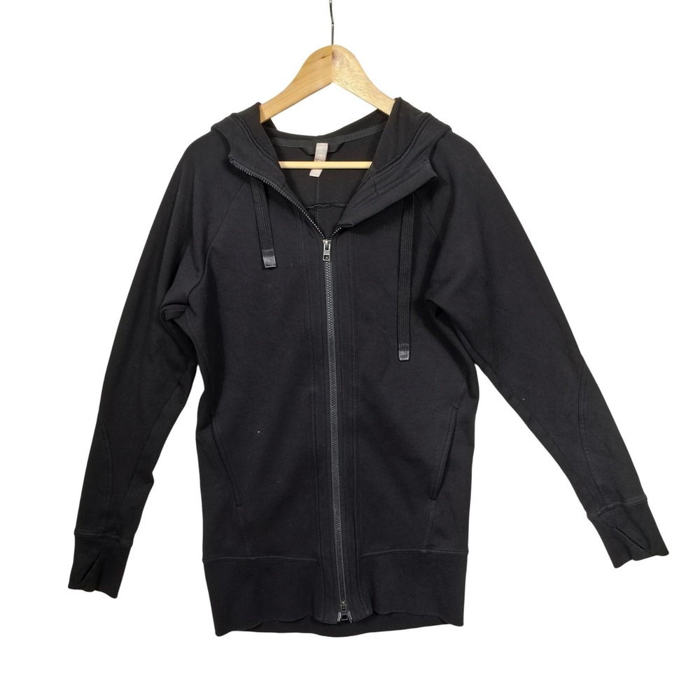 Athleta Full Zip Hoodie XS Black Thumbholes Sporty Off-Duty‎ Wellness-core